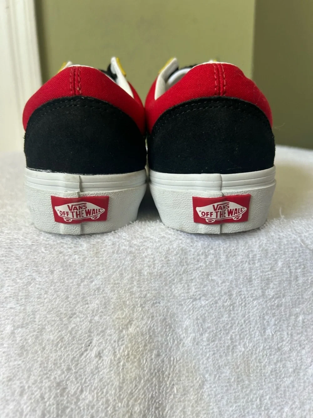 NWOB Vans Multicolor Low Top Sneakers with Red Upper and Black Toe - Picture 6 of 14